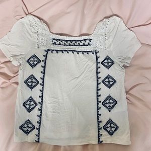 White embroidered crop top